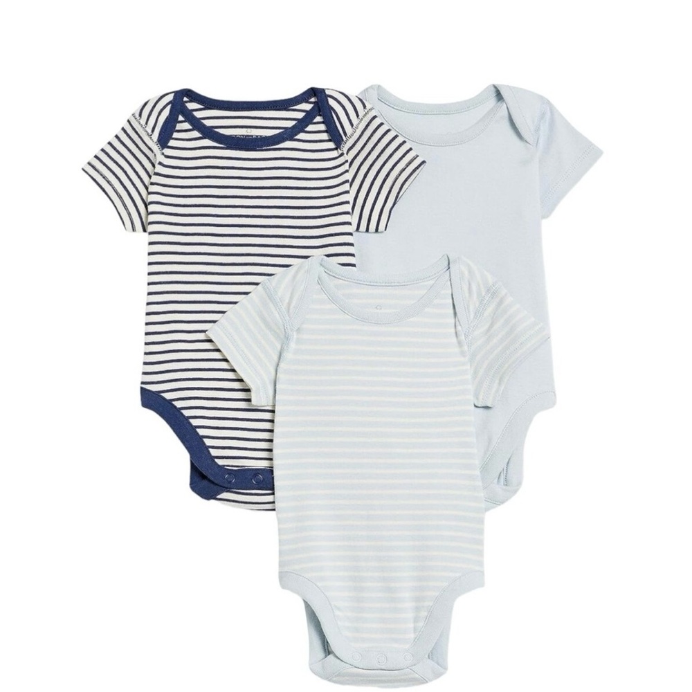 NWT Hanna Andersson Organic Cotton Blues 3 Pack Bodysuit Set